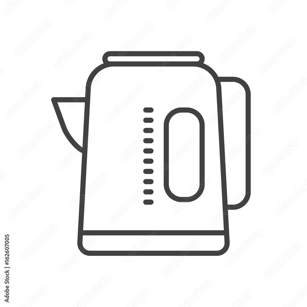 Electric kettle line icon, outline vector sign, linear style pictogram isolated on white. Symbol, logo illustration. Editable stroke. Pixel perfect graphics Electric kettle line icon, outline vector sign, linear style pictogram isolated on white. Symbol, logo illustration. Editable stroke. Pixel perfect graphics
