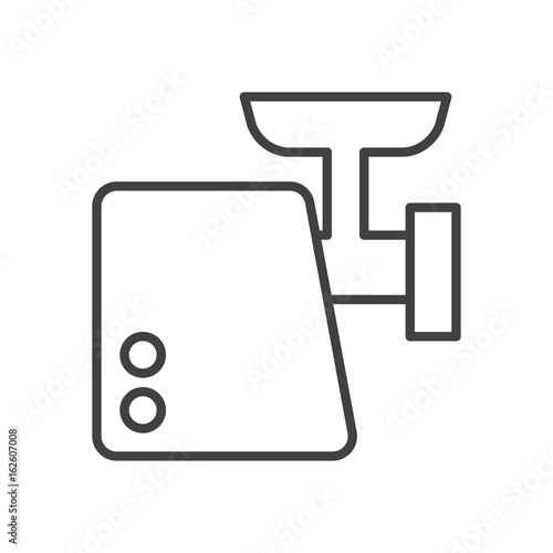 Meat grinder line icon, outline vector sign, linear style pictogram isolated on white. Mincer symbol, logo illustration. Editable stroke. Pixel perfect graphics