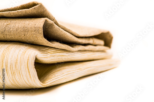 two linen texture table napkins