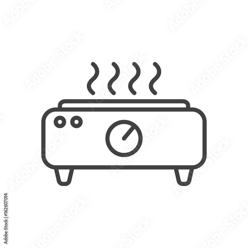 Electric hot plate line icon, outline vector sign, linear style pictogram isolated on white. Symbol, logo illustration. Editable stroke. Pixel perfect graphics
