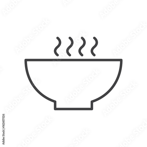 Hot soup bowl line icon, outline vector sign, linear style pictogram isolated on white. Symbol, logo illustration. Editable stroke. Pixel perfect graphics