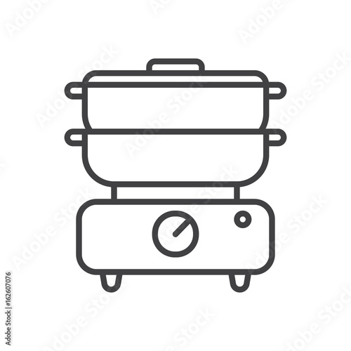 Steamer line icon, outline vector sign, linear style pictogram isolated on white. Symbol, logo illustration. Editable stroke. Pixel perfect graphics