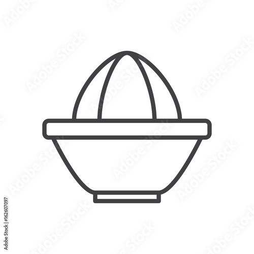 Citrus Juice Extractor, orange juicer line icon, outline vector sign, linear style pictogram isolated on white. Lemon squeezer symbol, logo illustration. Editable stroke. Pixel perfect graphics