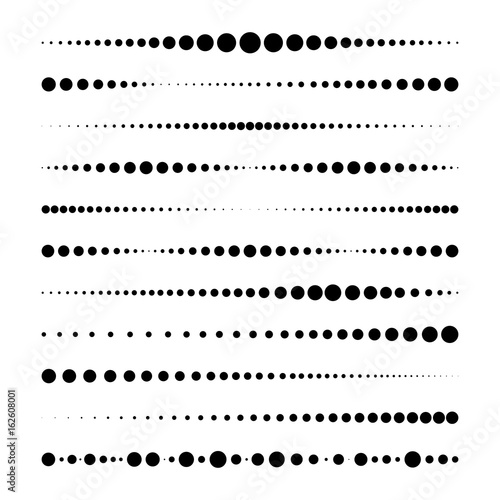 Lines made of dots. For brushes, decorative elements, dividing lines. Vector illustration.