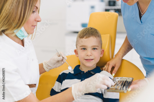 Boy at the dentist office