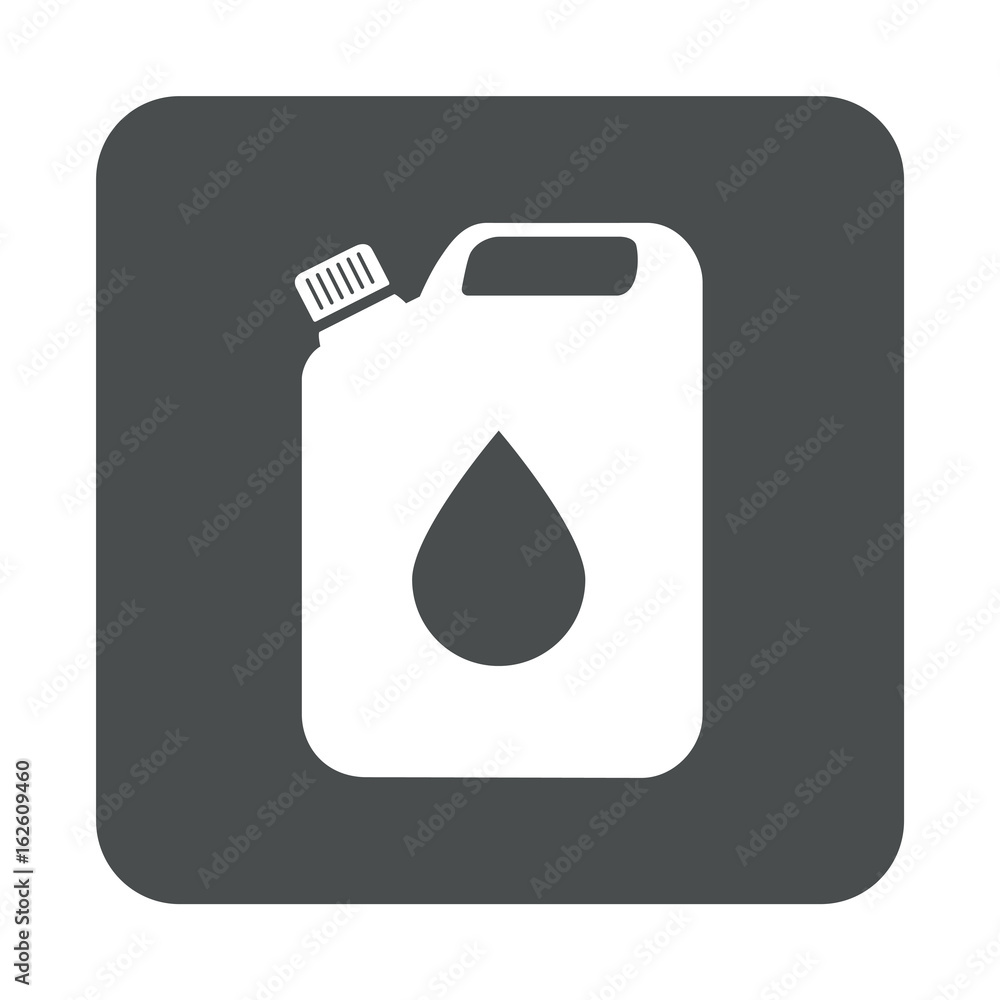 Icono plano bidon con gota en cuadrado gris Icono plano bidon con gota en cuadrado gris