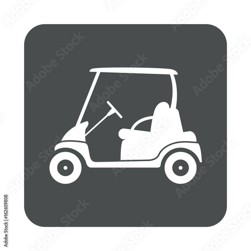 Icono plano carrito de golf lateral en cuadrado gris © teracreonte