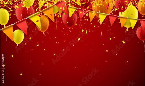 Background with flags and balloons.
