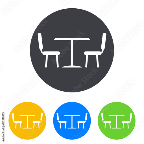 Icono plano comedor en circulo varios colores