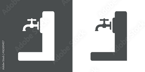 Icono plano fuente gris y blanco