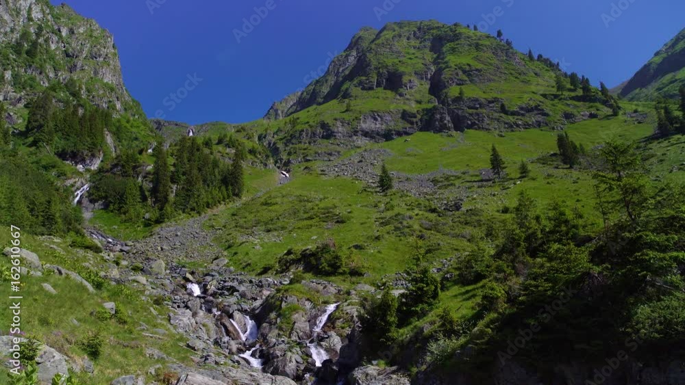 Beautiful scenery with a mountain river on a sunny summer day Beautiful scenery with a mountain river on a sunny summer day