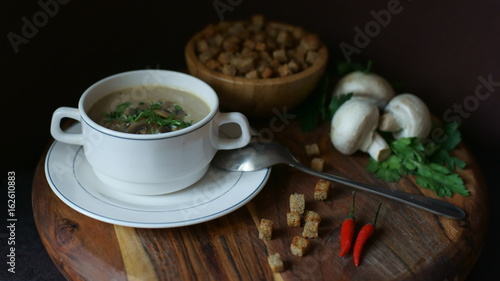 Cream-soup with champignons.