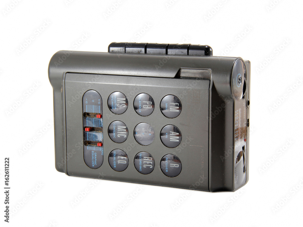 Fototapeta premium Old black radio on white background