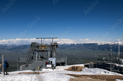 Jackson Hole, Teton Village Resort Tram from the top of the mountain. 