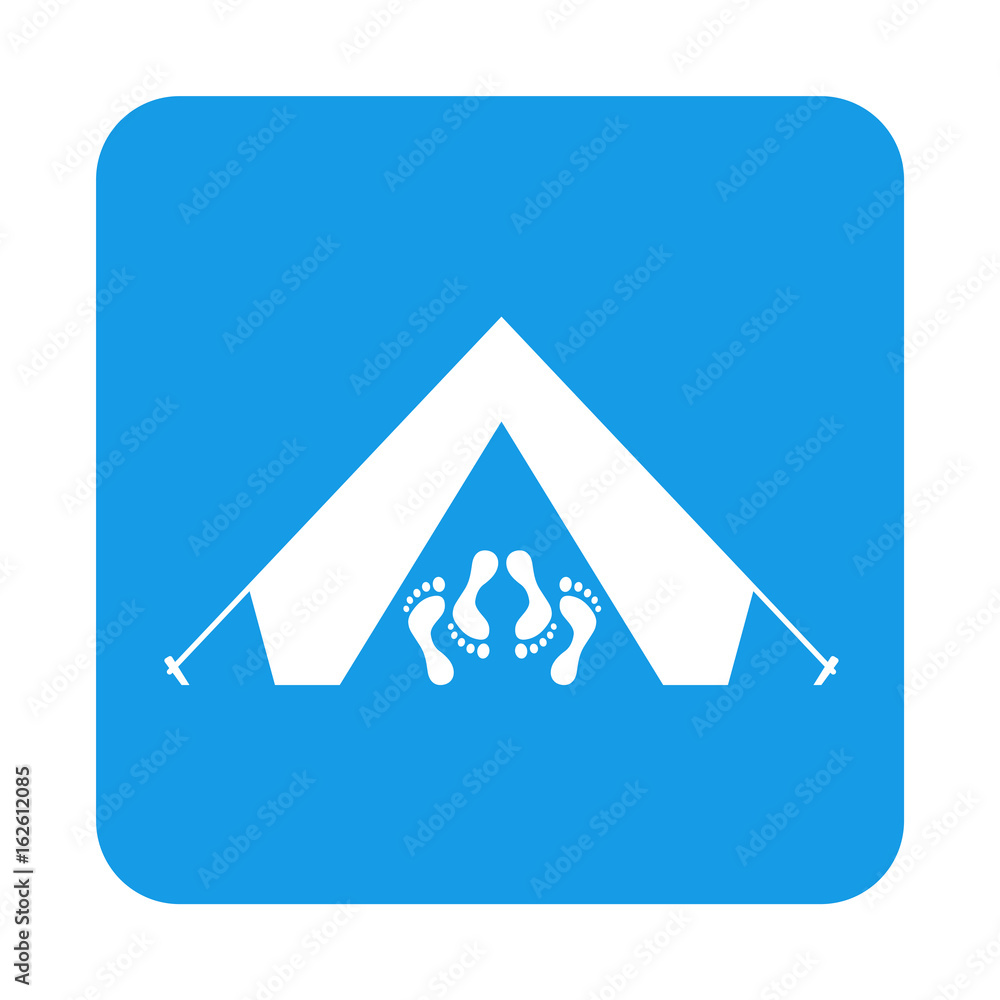 Icono plano tienda de camping sexo en cuadrado azul Stock Illustration |  Adobe Stock