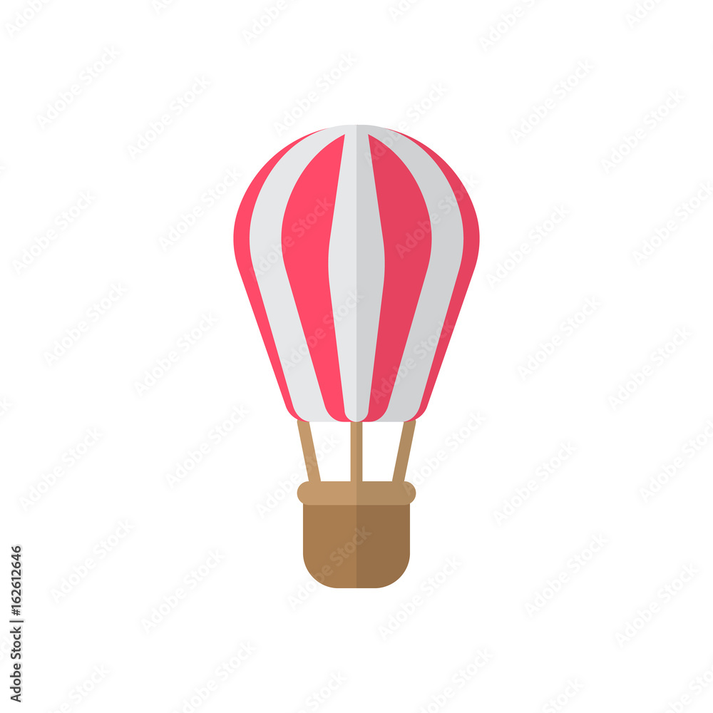 Fototapeta premium Hot air balloon flat icon, filled vector sign, colorful pictogram isolated on white. Symbol, logo illustration. Flat style design