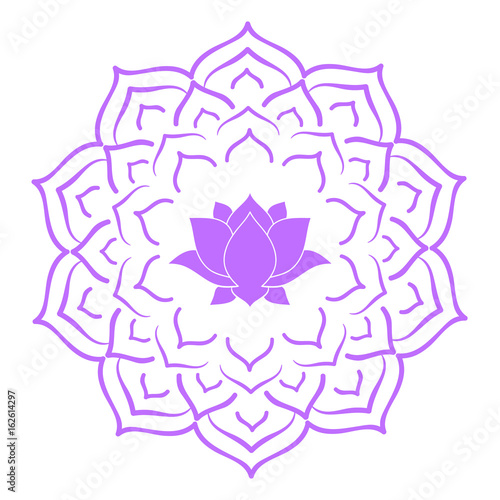 Mandala ornament. Round template. Decorative element  can be used for greeting card, wedding invitation, yoga poster, coloring book. Doodle emblem.