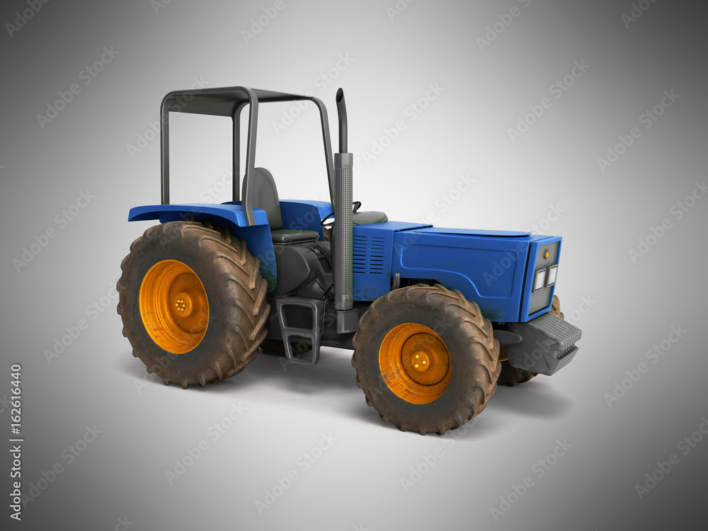 Tractor blue 3d render on white background no shadow Tractor blue 3d render on white background no shadow