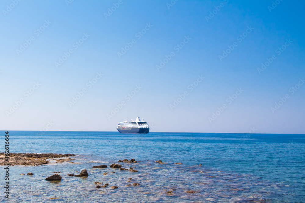 View of the sea coast in Chania, Crete island, Greece.