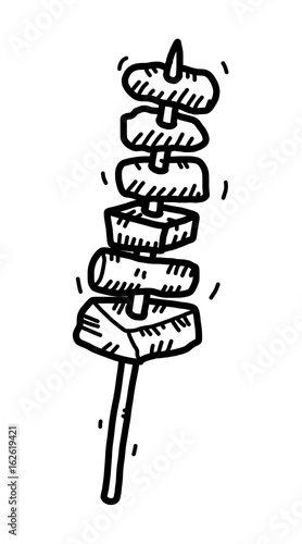 barbecue / cartoon vector and illustration, black and white, hand drawn, sketch style, isolated on white background.