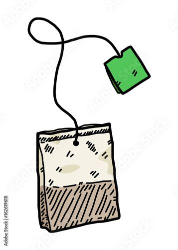 infusion tea bag / cartoon vector and illustration, hand drawn style, isolated on white background.
