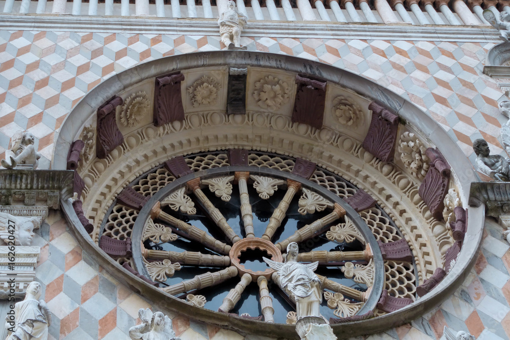 BERGAMO, LOMBARDY/ITALY - JUNE 25 : Detail from the Exterior of the Basilica di Santa Maria Maggiore in Bergamo on June 25, 2017