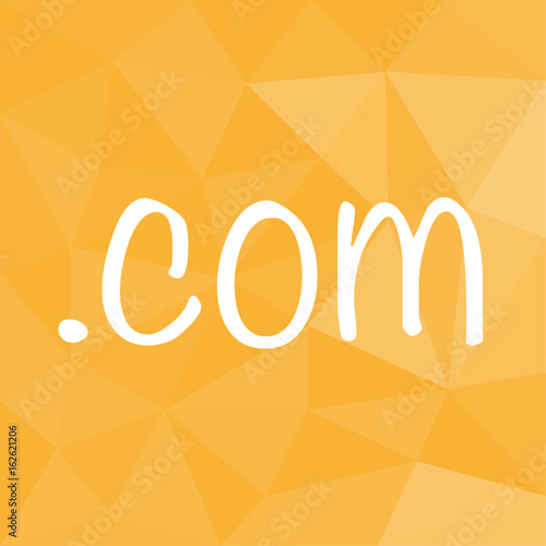 com Domain URL - Icon mit geometrischem Hintergrund gelb