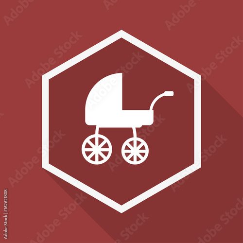 Poly Button mit Schatten - Kinderwagen