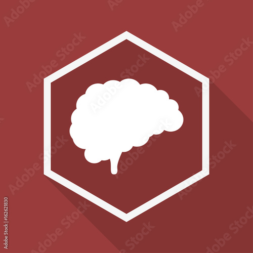 Poly Button mit Schatten - Gehirnhälfte - Brainstorming