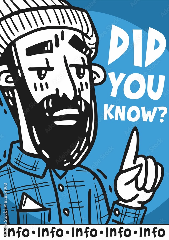 Obraz premium Poster did you know hipster shows up finger