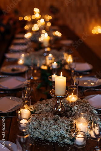 Wedding Table Setting with Candles Stock Photo - PixelTote
