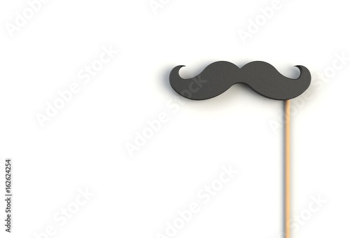 Fake black mustache on white background, 3D rendering