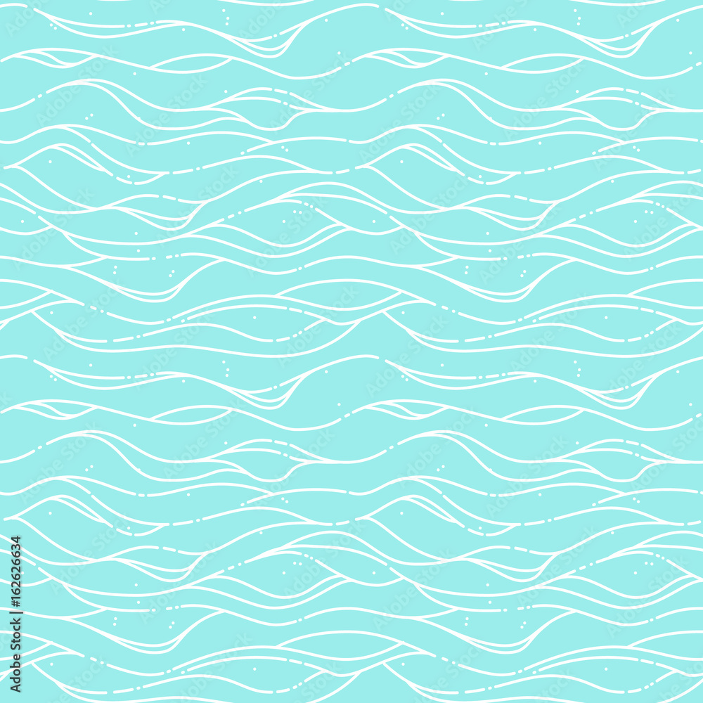 Vector seamless pattern with blue sea waves. Vector seamless pattern with blue sea waves.