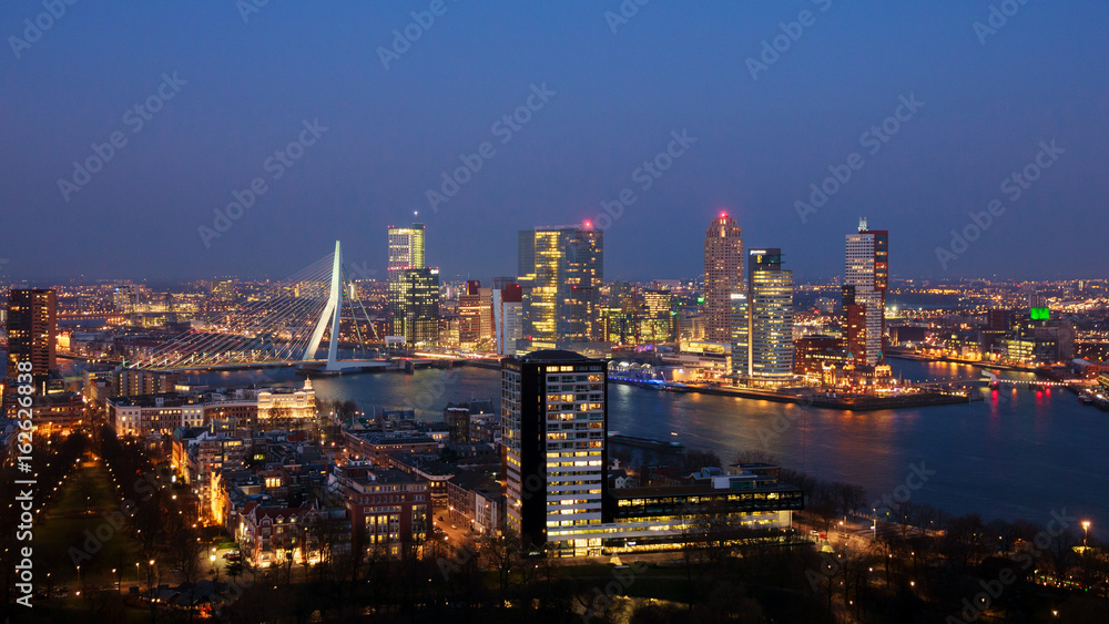 Rotterdam city skyline at night