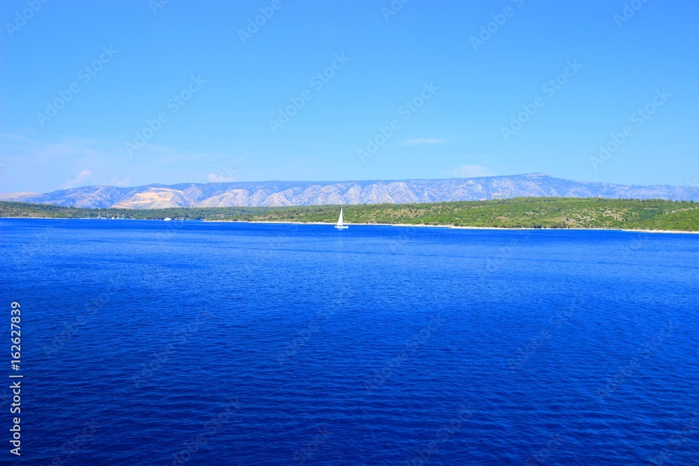 Sailing ship near Island Hvar, Adriatic sea, Croatia