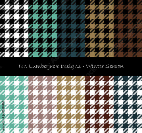 Ten Seamless Lumberjack Texture Designs - Winter Season 