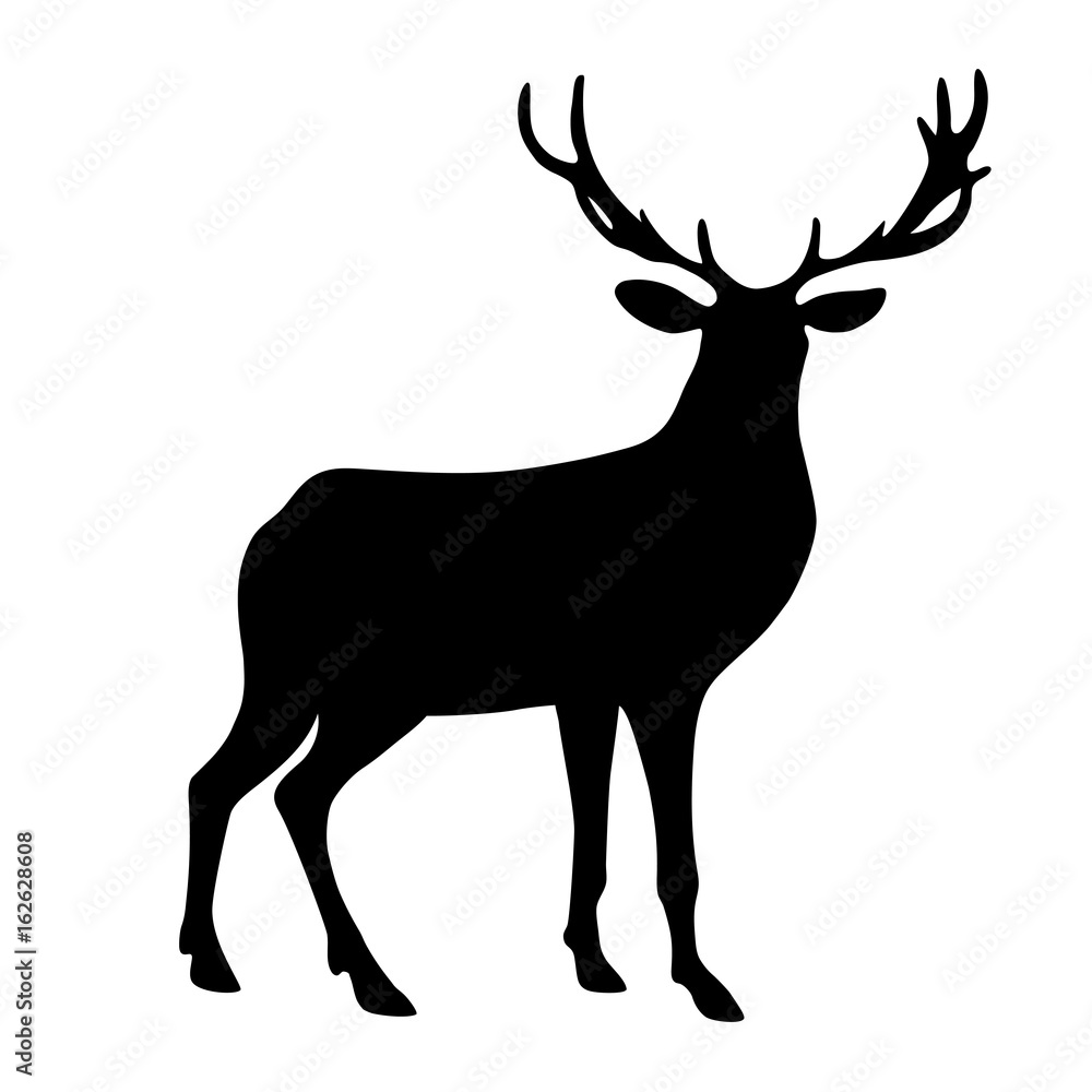 Black isolated silhouette of deer on white background. Black isolated silhouette of deer on white background.