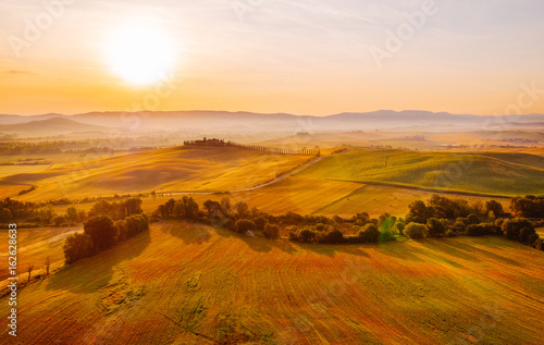 Gorgeous Toscana landscape at sunrise