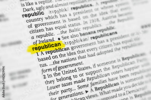 Highlighted English Word Republican And Its Definition At The Dictionary Stock Photo Adobe Stock