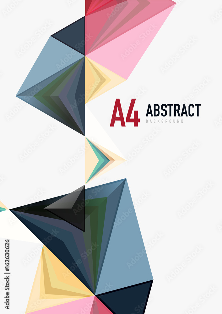 Triangular low poly vector a4 size geometric abstract template Triangular low poly vector a4 size geometric abstract template