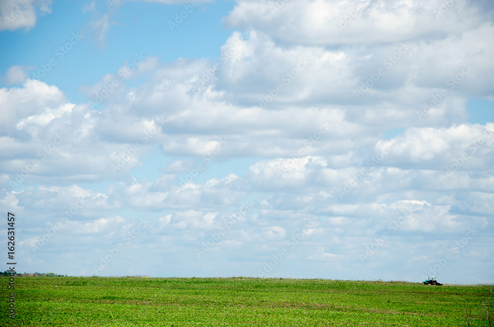 tractor on the horizon line