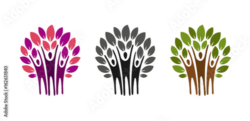 Ecology, nature logo. Tree, charity icon or label. Vector illustration