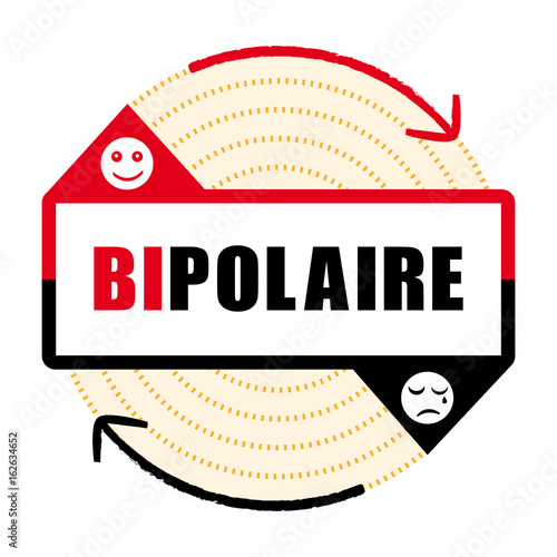 Illustration trouble bipolaire V. Maladie psychiatrique. Alternance phases de manie et dépression.