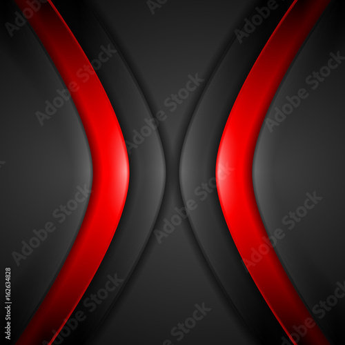 Contrast red and black wavy corporate background