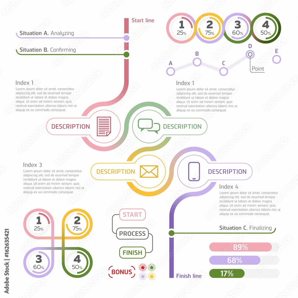 Naklejka premium Infographic template design concept vector illustration for web, press and digital screens/ Vector by Inexviper — Vector by Inexviper