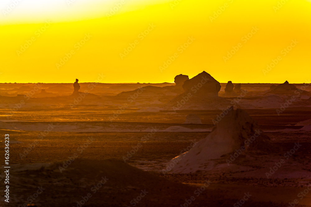 The dazzling and colored twilight of the white Desert, Egypt. The dazzling and colored twilight of the white Desert, Egypt.