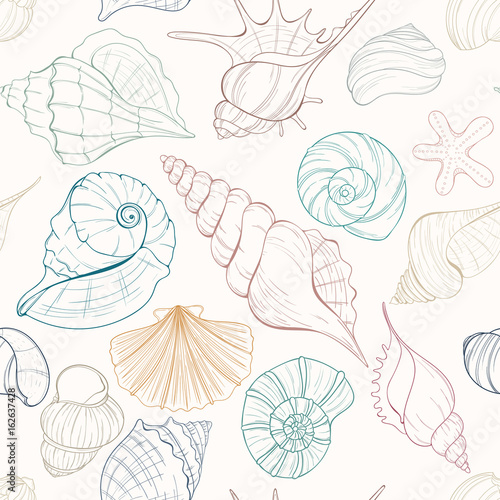 Seashell seamless pattern