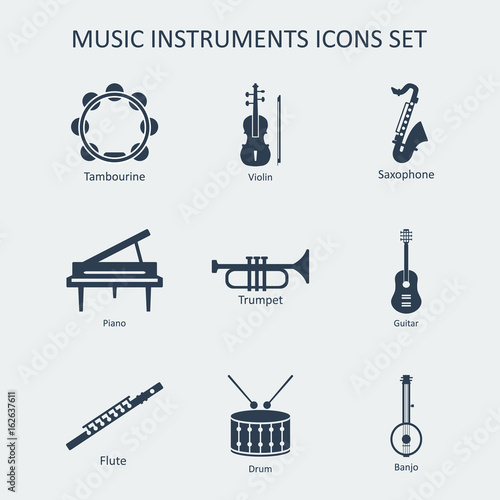 Music instruments icons set. Vector