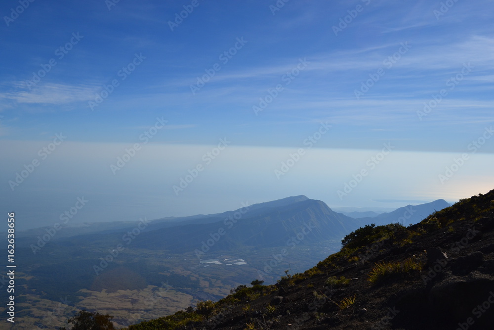 Fototapeta premium view from the top of the rinjani in lombok