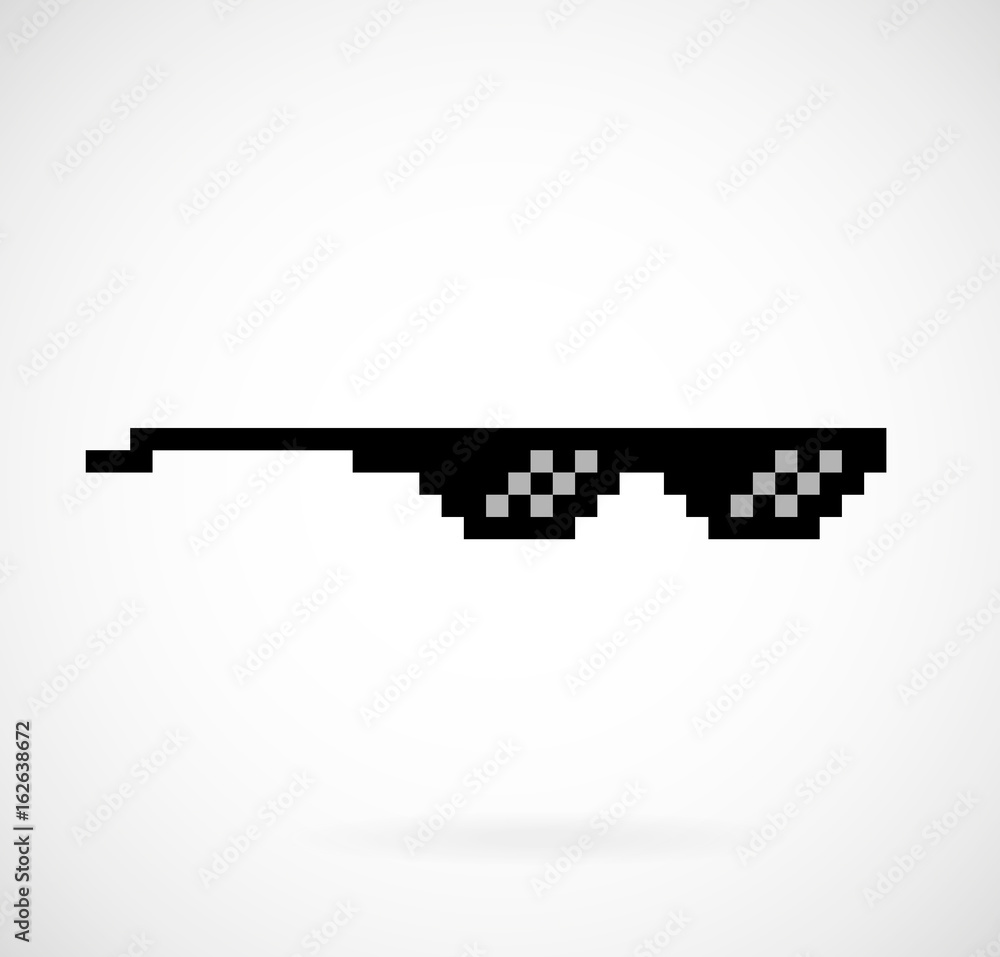 Pixel glasses vector icon 